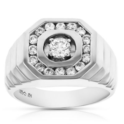 Vir Jewels 1 Cttw Men's Diamond Ring 14K White Gold Wedding Engagement Bridal Style