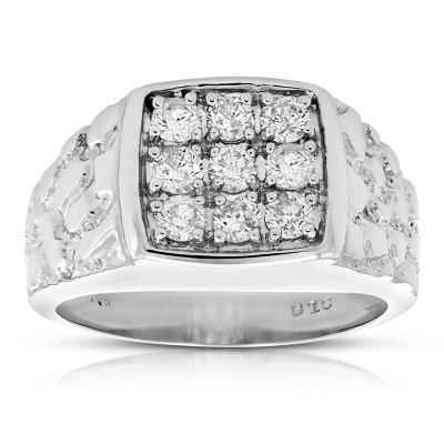 Vir Jewels 1 Cttw Men's Diamond Ring 14K White Gold Wedding Engagement Bridal Style