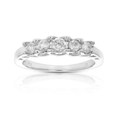 Vir Jewels 1/2 Cttw 5 Stone Diamond Engagement Ring 10K White Gold Wedding Bridal