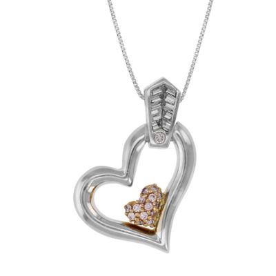 Vir Jewels 2/5 Cttw Baguette Diamond Heart Pendant Necklace 10K Two Tone Gold With Chain