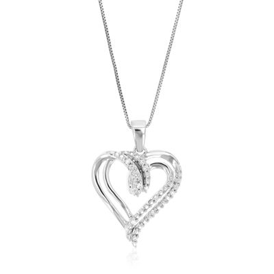 Vir Jewels Lab Created 1/20 Cttw Round Cut 8 Stones Lab Grown Diamond Heart Pendant Necklace .925 Sterling Silver 2/3 Inch With 18 Inch Chain