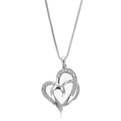 Vir Jewels Lab Created Women's 1/20 Ct Round 7 Lab Grown Diamond Heart Pendant Necklace In .925 Sterling Silver Prong Set