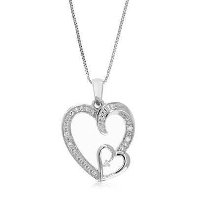 Vir Jewels Lab Created Women's 1/20 Ct Round 5 Lab Grown Diamond Heart Pendant Necklace In .925 Sterling Silver Prong Set