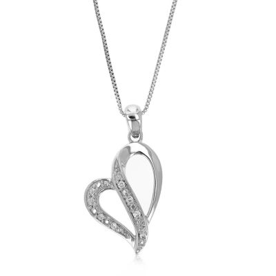 Vir Jewels Lab Created Women's 1/20 Ct Round Lab Grown Diamond Heart Pendant Necklace In .925 Sterling Silver Prong
