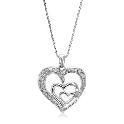 Vir Jewels Lab Created Women's 1/20 Ct Round 6 Lab Grown Diamond Heart Pendant Necklace In .925 Sterling Silver Prong Set