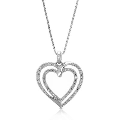 Vir Jewels Lab Created Women's 1/14 Ct Round 9 Lab Grown Diamond Heart Pendant Necklace In .925 Sterling Silver Prong Set