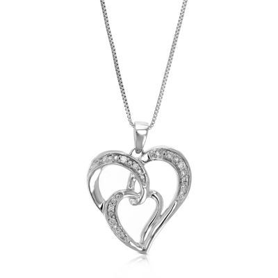 Vir Jewels Lab Created Women's 1/20 Ct Round 8 Lab Grown Diamond Heart Pendant Necklace In .925 Sterling Silver Prong Set