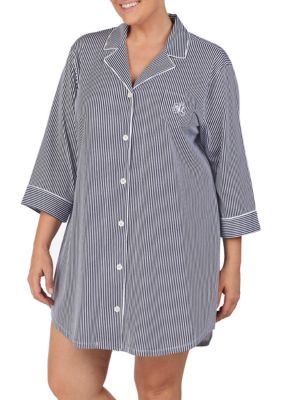 Lauren Ralph Lauren Plus Size Dot Notch Collar Sleep Shirt | belk