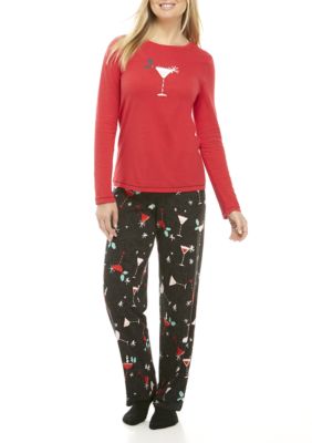 HUE® 3-Piece Holiday Sparkler Long Sleeve Pajama Set | belk