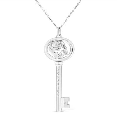 Haus Of Brilliance .925 Sterling Silver Diamond Accent Aquarius Zodiac Key 18"" Pendant Necklace (K-L Color, I1-I2 Clarity)