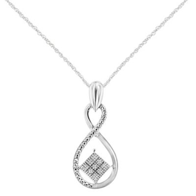 Haus Of Brilliance Sterling Silver 1/25Ct Tdw Round Cut Diamond Infinity And Square Accent Pendant Necklace (H-I,i2)