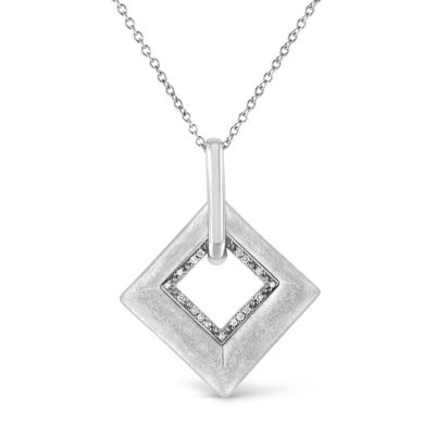 Haus Of Brilliance .925 Sterling Silver Pave-Set Diamond Accent Kite Shape 18"" Pendant Necklace (I-J Color, I1-I2 Clarity)