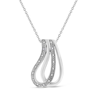 Haus Of Brilliance .925 Sterling Silver Pave-Set Diamond Accent Double Curve 18"" Pendant Necklace (I-J Color, I1-I2 Clarity)