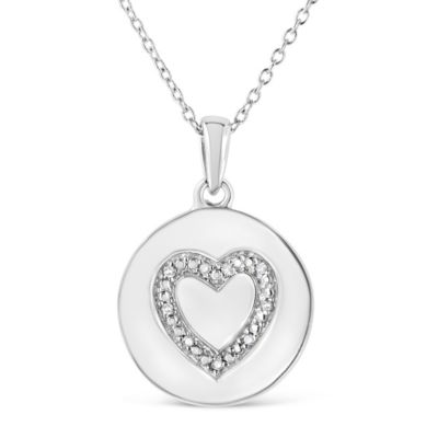 Haus Of Brilliance .925 Sterling Silver Prong-Set Diamond Accent Heart Emblemed 18"" Pendant Necklace (I-J Color, I1-I2 Clarity)