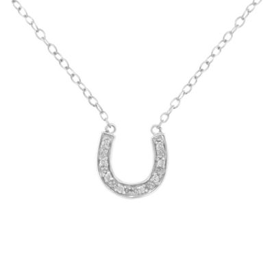 Haus Of Brilliance .925 Sterling Silver Diamond Accent Horseshoe U Shape Pendant Necklace (H-I, I2-I3)