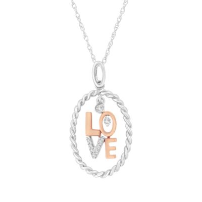 Haus Of Brilliance 14Kt Two-Tone Gold Diamond Accent Love Pendant Necklace (J-K, Si2-I1)