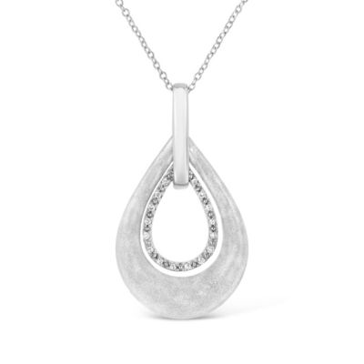 Haus Of Brilliance .925 Sterling Silver Prong-Set Diamond Accent Fashion Double Drop Design 18"" Pendant Necklace (I-J Color, I1-I2 Clarity)