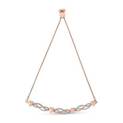 Haus Of Brilliance 14K Rose Gold Plated .925 Sterling Silver Cttw Diamond Accent Layered Infinity Link And Heart Adjustable 4â-10â Adjustable