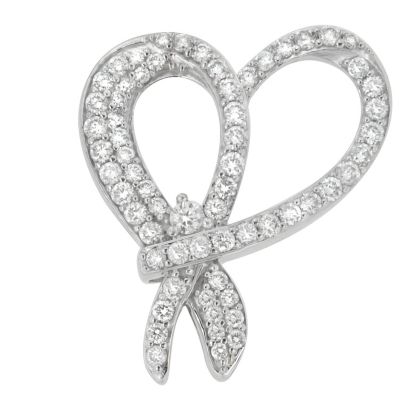 Haus Of Brilliance 10K White Gold 1 Cttw Round Cut Diamond Heart And Bow Pendant Necklace (G-H, Si1-Si2)