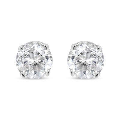 Haus Of Brilliance 14K White Gold Princess Cut Diamond Solitaire Stud Earrings (1/2 Cttw, H-I Color, Si1-Si2 Clarity)