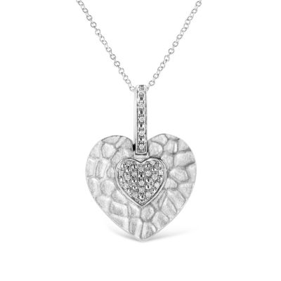 Haus Of Brilliance .925 Sterling Silver Pave-Set Diamond Accent Heart Shape 18"" Pendant Necklace (I-J Color, I1-I2 Clarity)