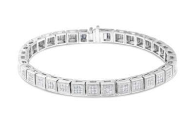 Haus Of Brilliance 14K White Gold Princess Cut Diamond Cube Bracelet (2.86 Cttw, H-I Color, Si1-Si2 Clarity)
