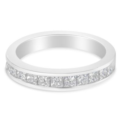 Haus Of Brilliance Women's 18K White Gold Princess Cut Diamond Band Ring (1 Cttw, G-H Color, Si1-Si2 Clarity)