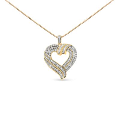 Haus Of Brilliance .925 Sterling Silver 1.00 Cttw Baguette Diamond Composite Open Heart 18"" Inch Pendant Necklace (I-J Color, I1-I2 Clarity)