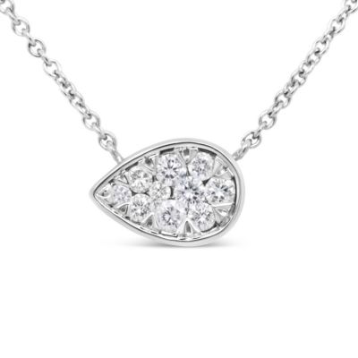 Haus Of Brilliance 14K White Gold 1/4 Cttw Round Diamond Teardrop Necklace - (G-H Color, Si2-I1 Clarity) - 18