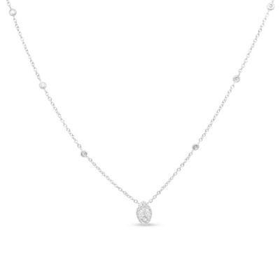 Haus Of Brilliance 14K White Gold 1/3 Cttw Round Diamond Marquise Shaped Station Necklace - (H-I Color, Si1-Si2 Clarity) - 18