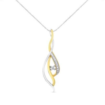 Haus Of Brilliance 10K Yellow And White Gold Round Cut Diamond Accent Cascade 18"" Pendant Necklace (J-K Color, I2-I3 Clarity)
