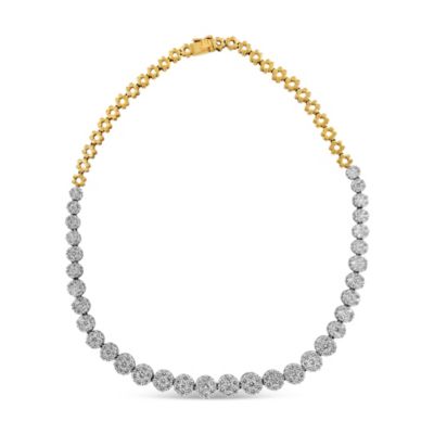 Haus Of Brilliance Igi Certified 14K Yellow Gold 14 3/4 Cttw Pave Set Round-Cut Diamond Riviera Necklace (F-G Color, S2-I1 Clarity)