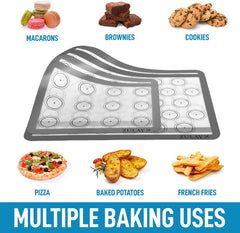 Zulay Kitchen (2 Pack) Reusable Silicone Baking Mat Sheet Set - Grey