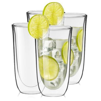 Joyjolt Cosmo Double Wall Stemless Champagne Flutes - Set Of 2