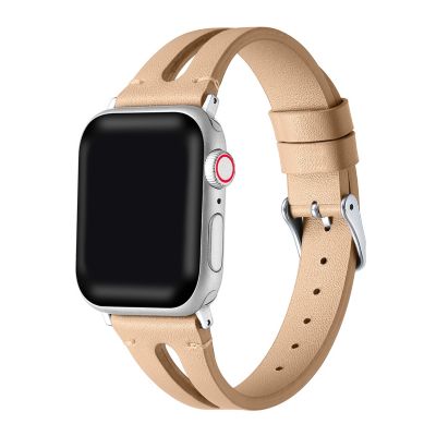 Posh Tech Women's Sage Beige Leather Band With Cut-Out Detail For Apple Watch Se & Series 7/6/5/4/3/2/1 - Size 38Mm/40Mm/41Mm