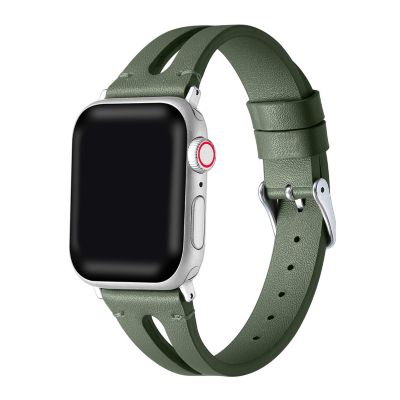 Posh Tech Women's Sage Olive Green Leather Band With Cut-Out Detail For Apple Watch Se & Series 7/6/5/4/3/2/1 - Size 38Mm/40Mm/41Mm