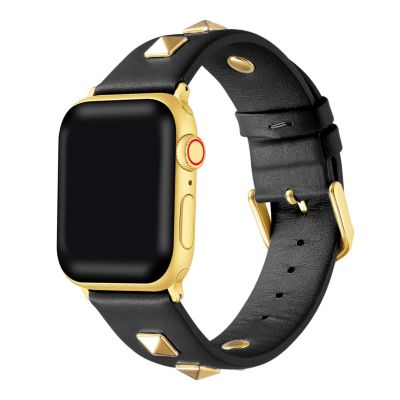 Posh Tech Women's Rebel Black Leather Band With Studs For Apple Watch Se & Series 7/6/5/4/3/2/1 - Size 42Mm/44Mm/45Mm