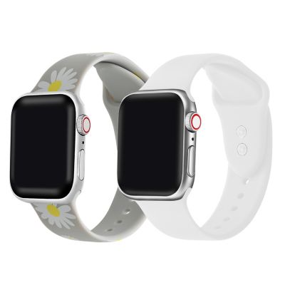 Posh Tech 2-Pack Of Silicone Print And Solid Replacement Bands For Apple Watch Se & Series 7/6/5/4/3/2/1- Size 42Mm/44Mm/45Mm