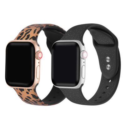Posh Tech 2-Pack Of Silicone Print And Solid Replacement Bands For Apple Watch Se & Series 7/6/5/4/3/2/1- Size 42Mm/44Mm/45Mm