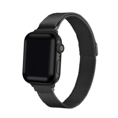 Posh Tech Infinity Skinny Black Stainless Steel Metal Loop Replacement Band For Apple Watch Se & Series 7/6/5/4/3/2/1 - Size 38Mm/40Mm/41Mm