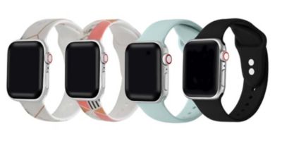 Posh Tech 4-Pack Of Silicone Print And Solid Replacement Bands For Apple Watch Se & Series 7/6/5/4/3/2/1 - Size 38Mm/40Mm/41Mm