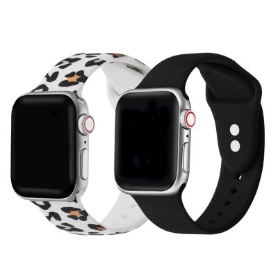 Posh Tech 2-Pack Of Silicone Print And Solid Replacement Bands For Apple Watch Se & Series 7/6/5/4/3/2/1 - Size 38Mm/40Mm/41Mm