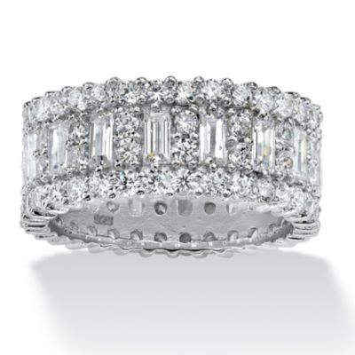 Palmbeach Jewelry 4.80 Tcw Baguette Cz Eternity Band In Platinum Over .925 Sterling Silver