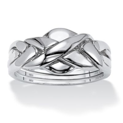 Palmbeach Jewelry Platinum Over .925 Sterling Silver Interlocking Puzzle Ring