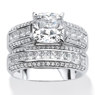 Palmbeach Jewelry 3.37 Tcw Cubic Zirconia 2-Piece Bridal Set In Platinum Over .925 Sterling Silver