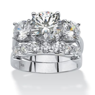 Palmbeach Jewelry 2 Piece 5.50 Tcw Cz Bridal Ring Set In Platinum Over .925 Sterling Silver