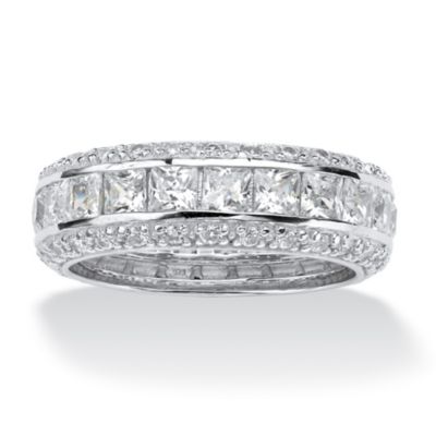 Palmbeach Jewelry 4.17 Tcw Princess-Cut Cz Eternity Ring In Platinum Over .925 Sterling Silver