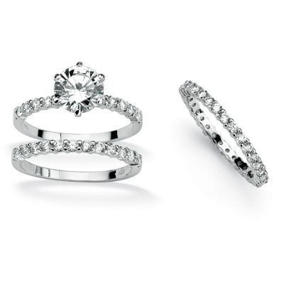 Palmbeach Jewelry 3 Piece 3.75 Tcw Cz Bridal Ring Set In Platinum Over .925 Sterling Silver
