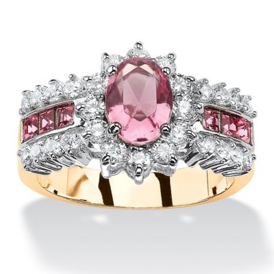 Palmbeach Jewelry .82 Tcw Oval Pink Crystal Gold-Plated Ring Made With Swarovski Elements