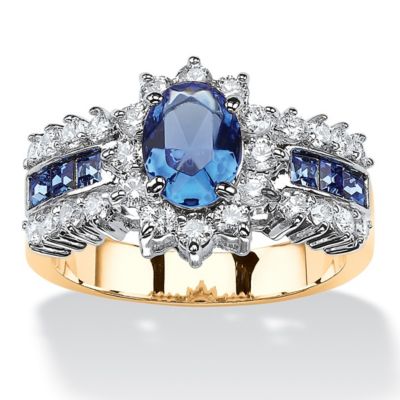 Palmbeach Jewelry .82 Tcw Blue Crystal And Cz Gold-Plated Ring Made With Swarovski Elements
